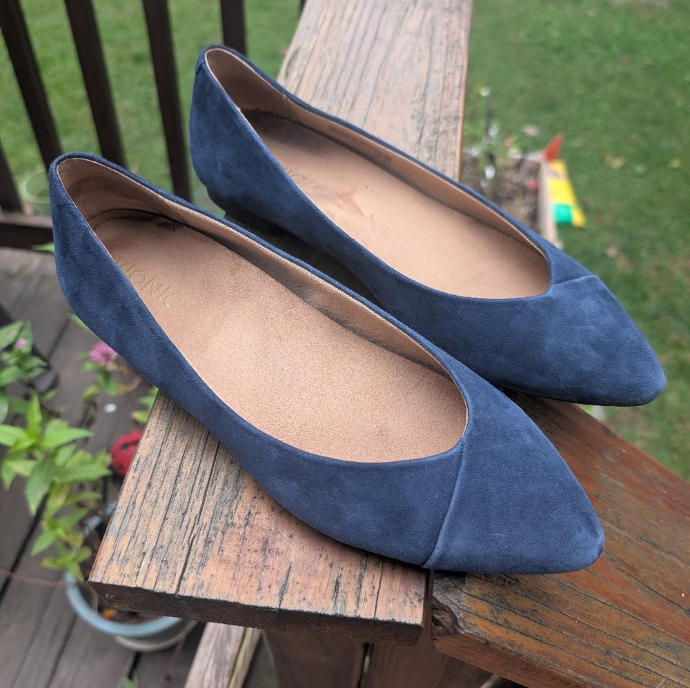 VIONIC SUEDE NAVY BLUE SHOES FLATS 10